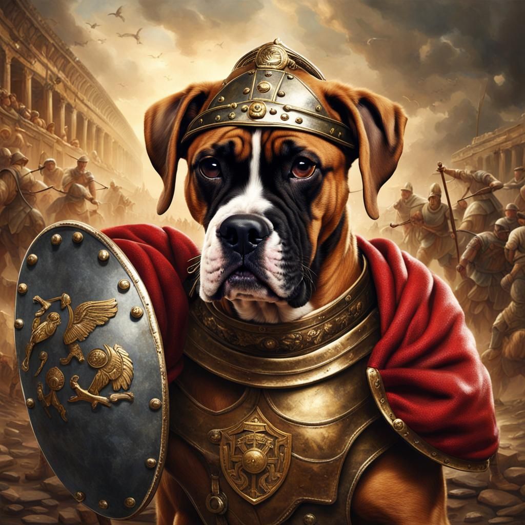 Boxer Dog as Roman Legionnaire: Masterpiece