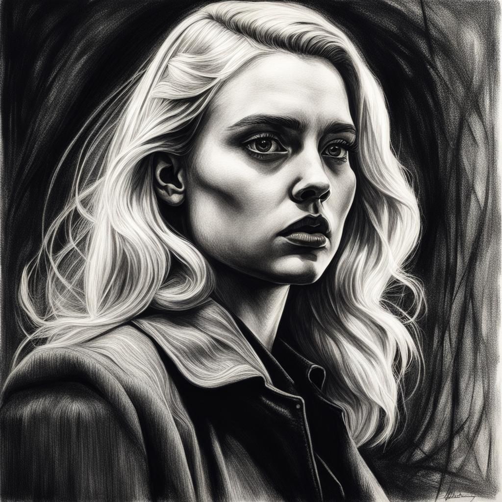 Ethereal Blonde Woman in Film Noir Style