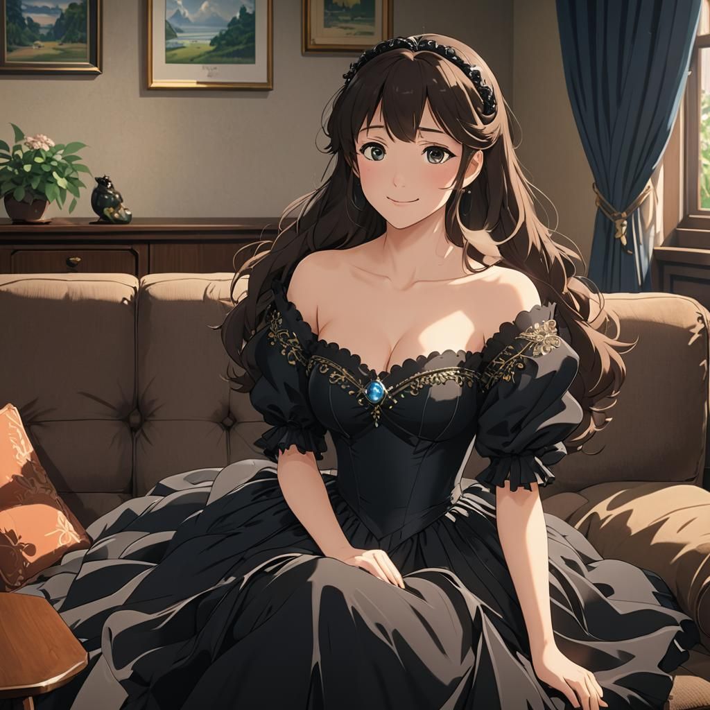 Anime Girl in Princess Dress, Ghibli Style