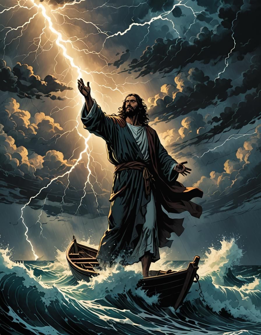 Jesus Calms the Storm: Comic Book Art
