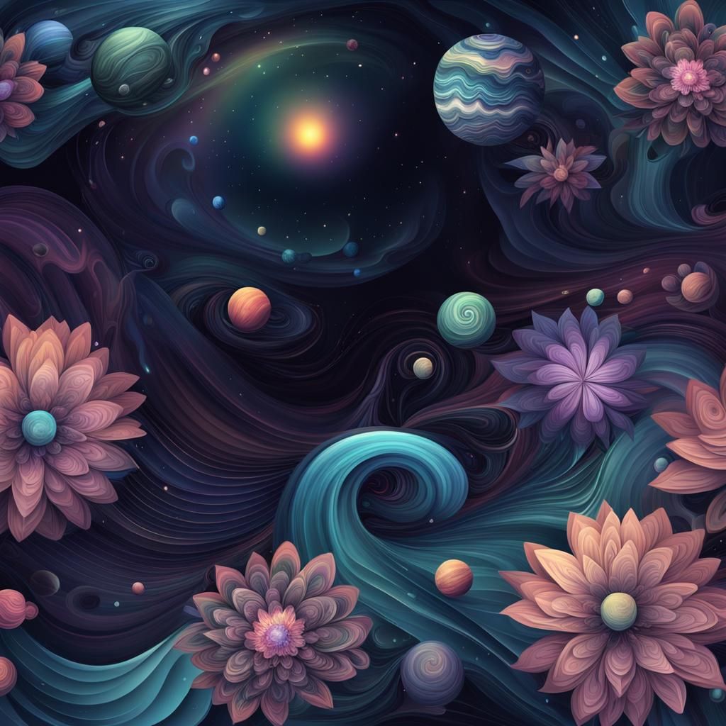 Dreamy Flowers, Planets and Nebulas in 3D Shading