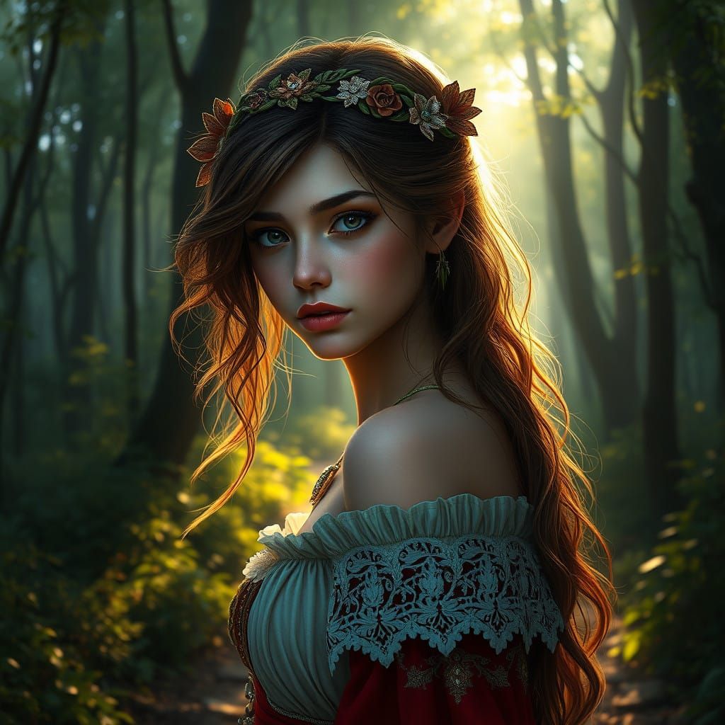 Maiden in Mystical Forest Realm