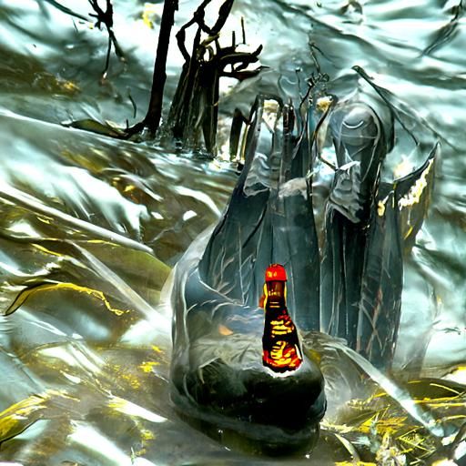 Bottled Amber in Dark Forest, Fantasy Style