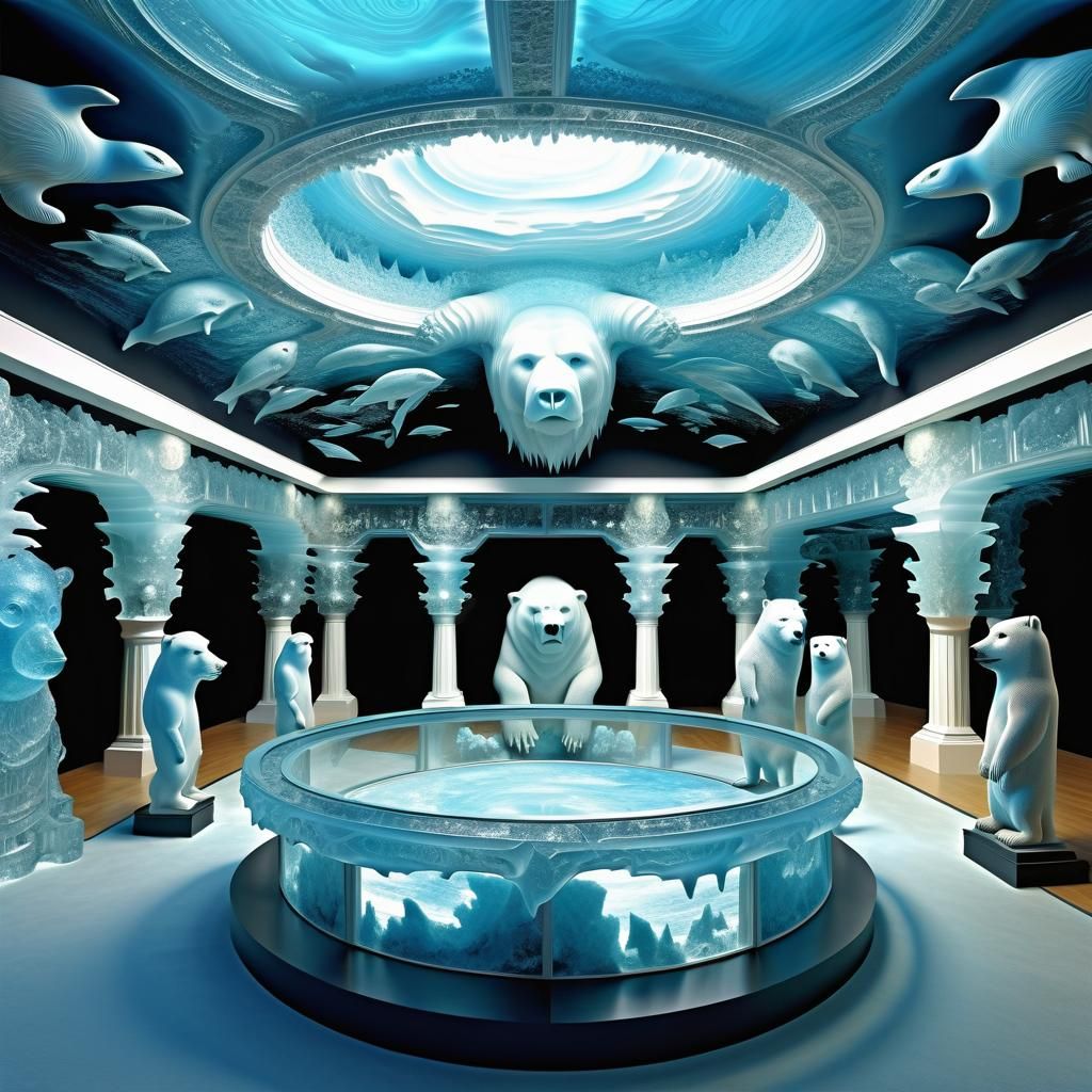 Arctic Art Gallery with Ice and Animal Masks