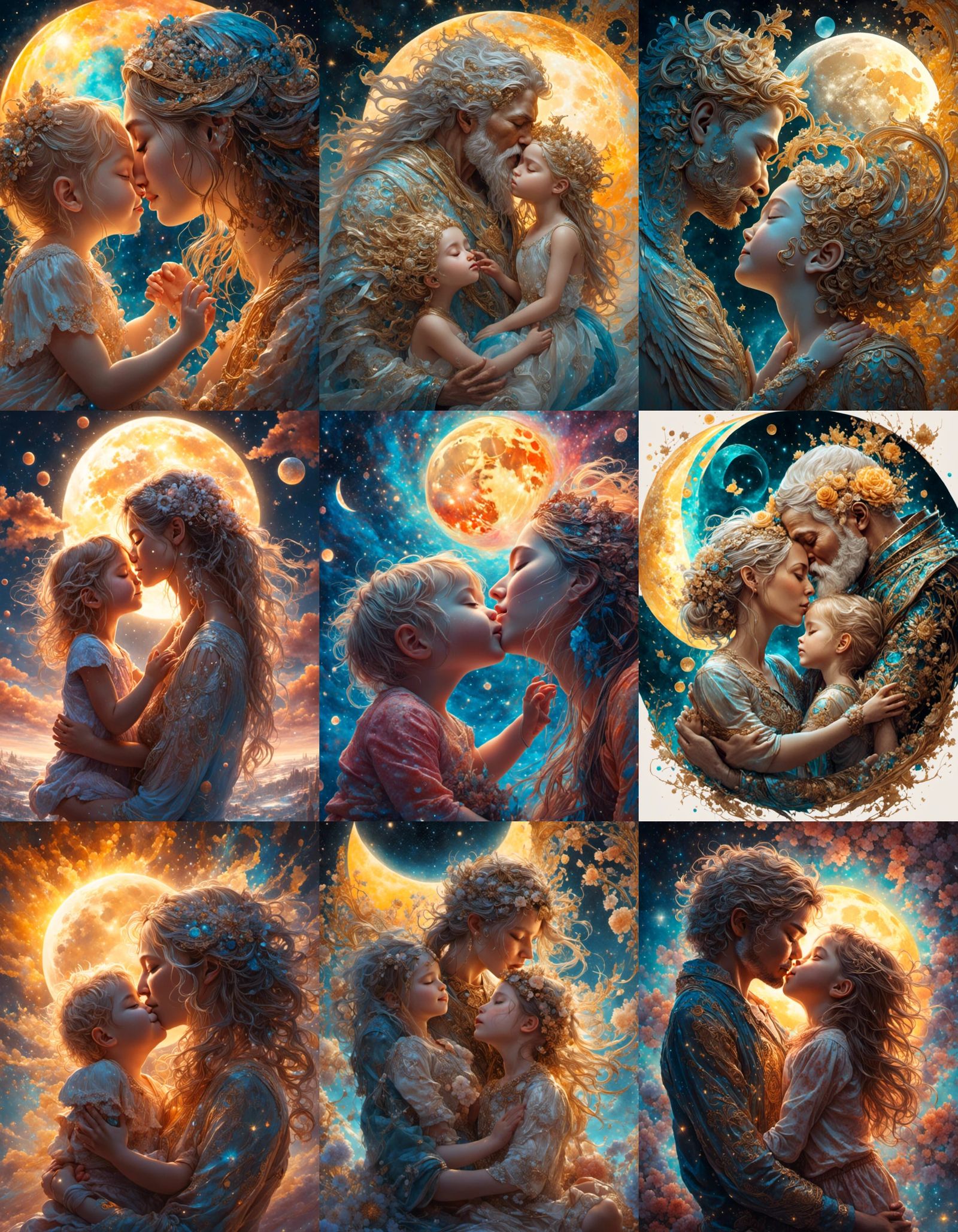 Heartwarming Family Portrait in Hyperrealistic Style