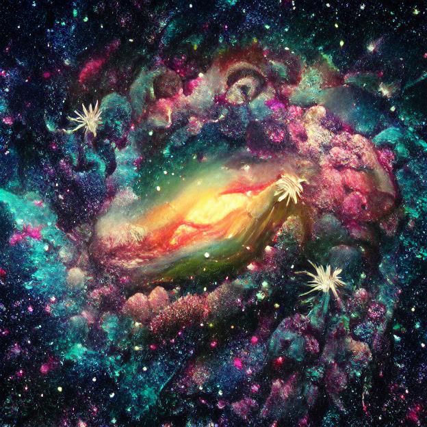 Abstract Cosmic Landscape with Nebulas and Stars