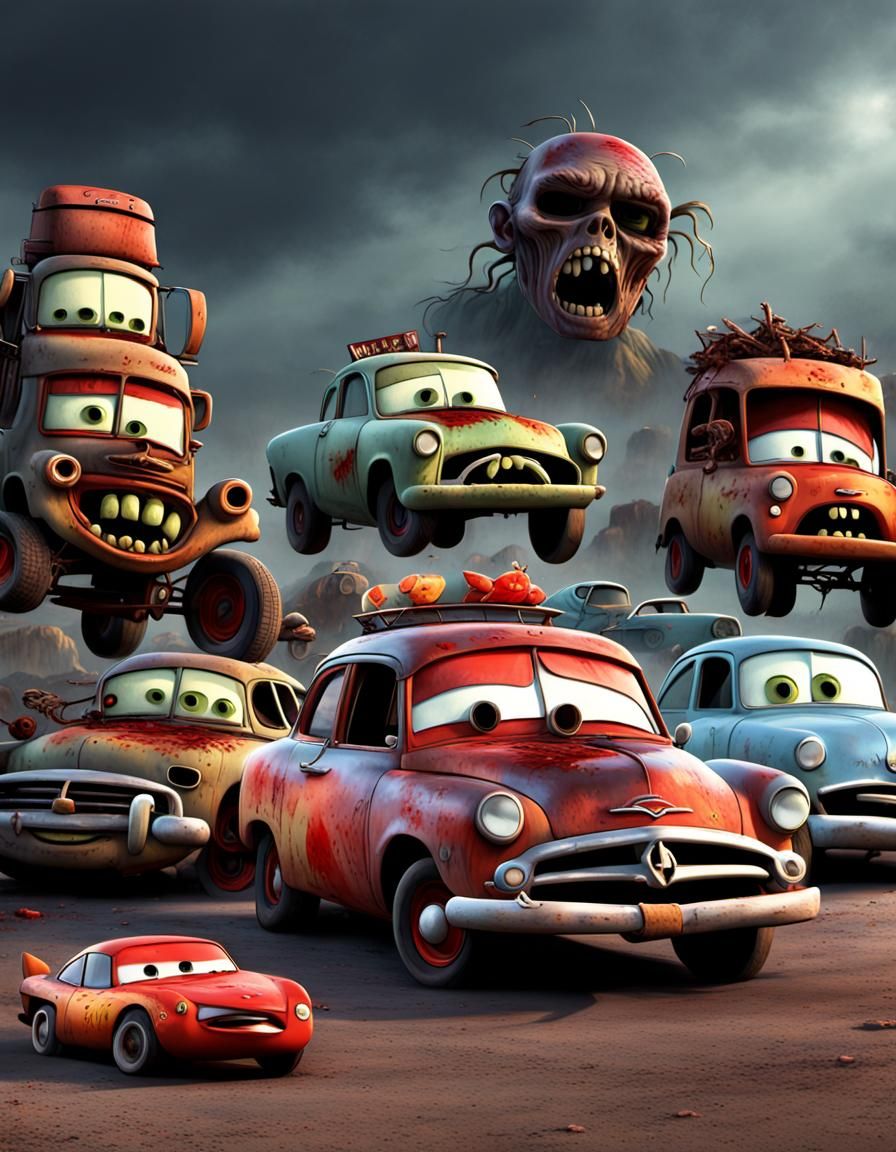 Zombie Cars: Pixar Style CGI Movie Poster