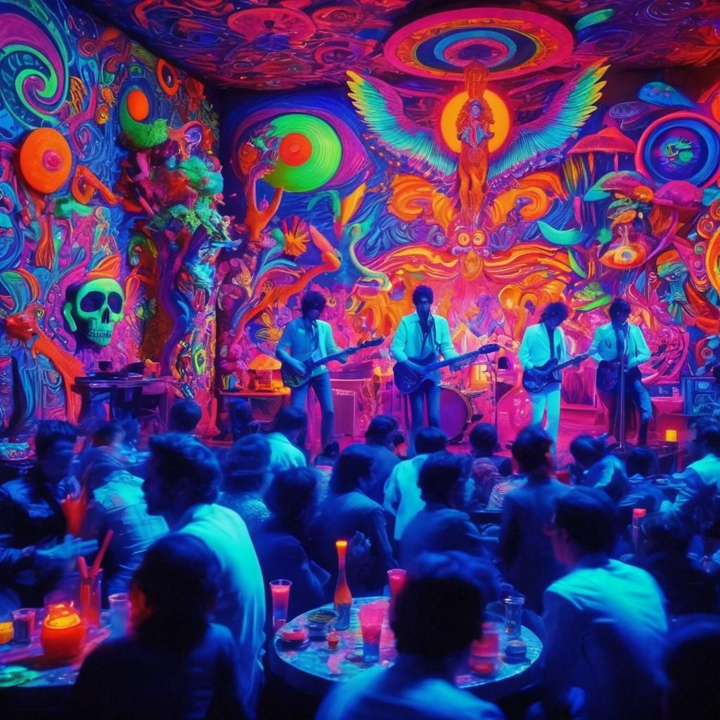 Psychedelic Rock Band in Hallucinatory Nightclub