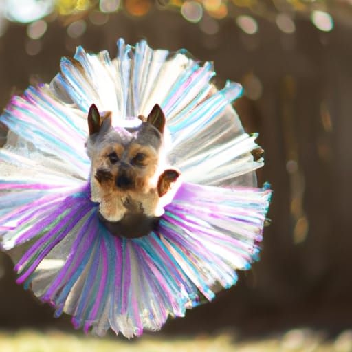 Yorkie in Tutu Jumps Through Hoop: Photo