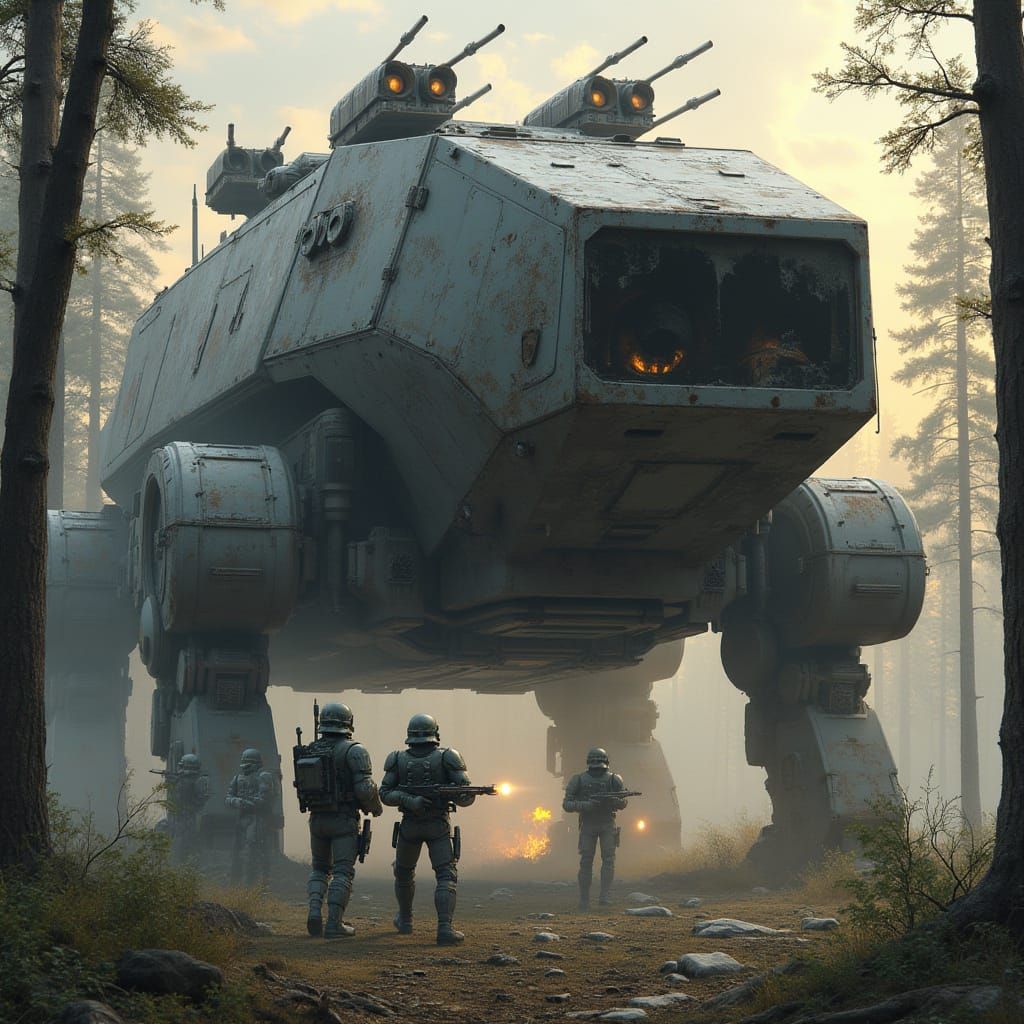 Armored Troop Transport in Gritty Futuristic Style