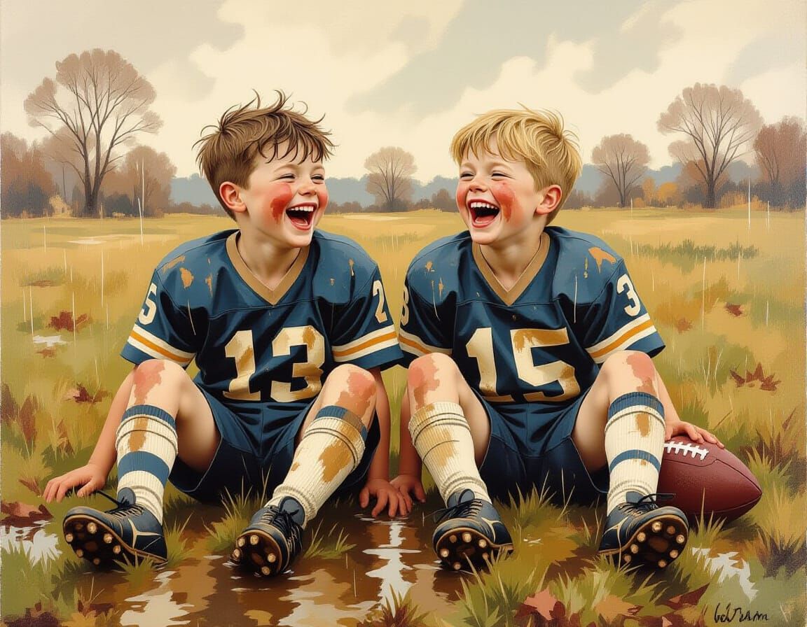 Boys' Post-Impressionist Game: Nostalgic Brotherhood