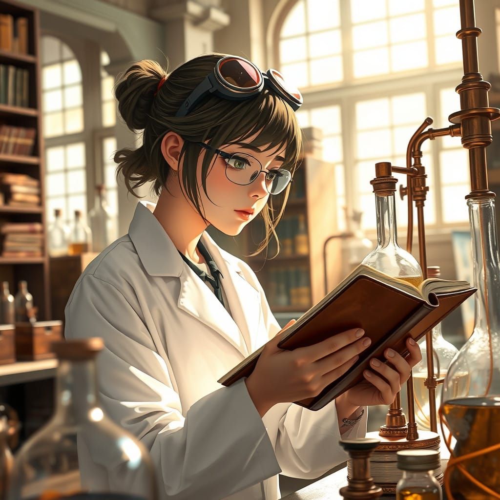 Whimsical Lab Scene in Anime Style