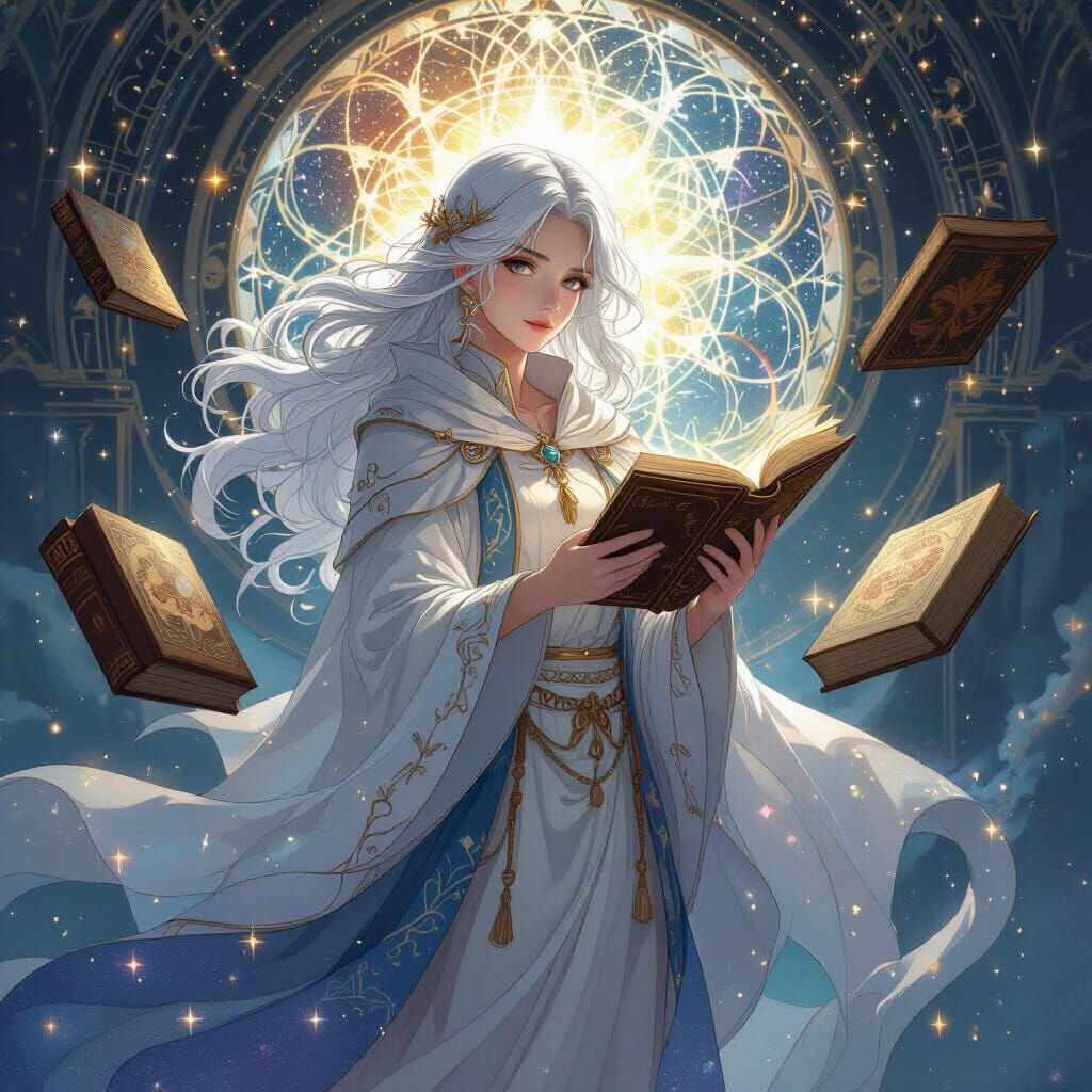 Celestial Librarian in Ornate Galaxy