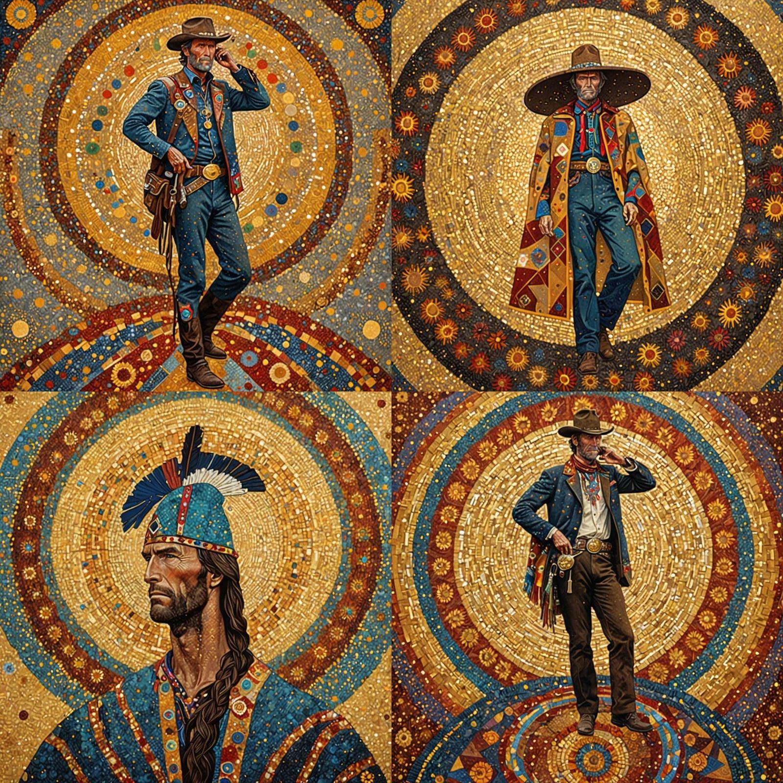 Klimt-Inspired Western Icon with Golden Halo