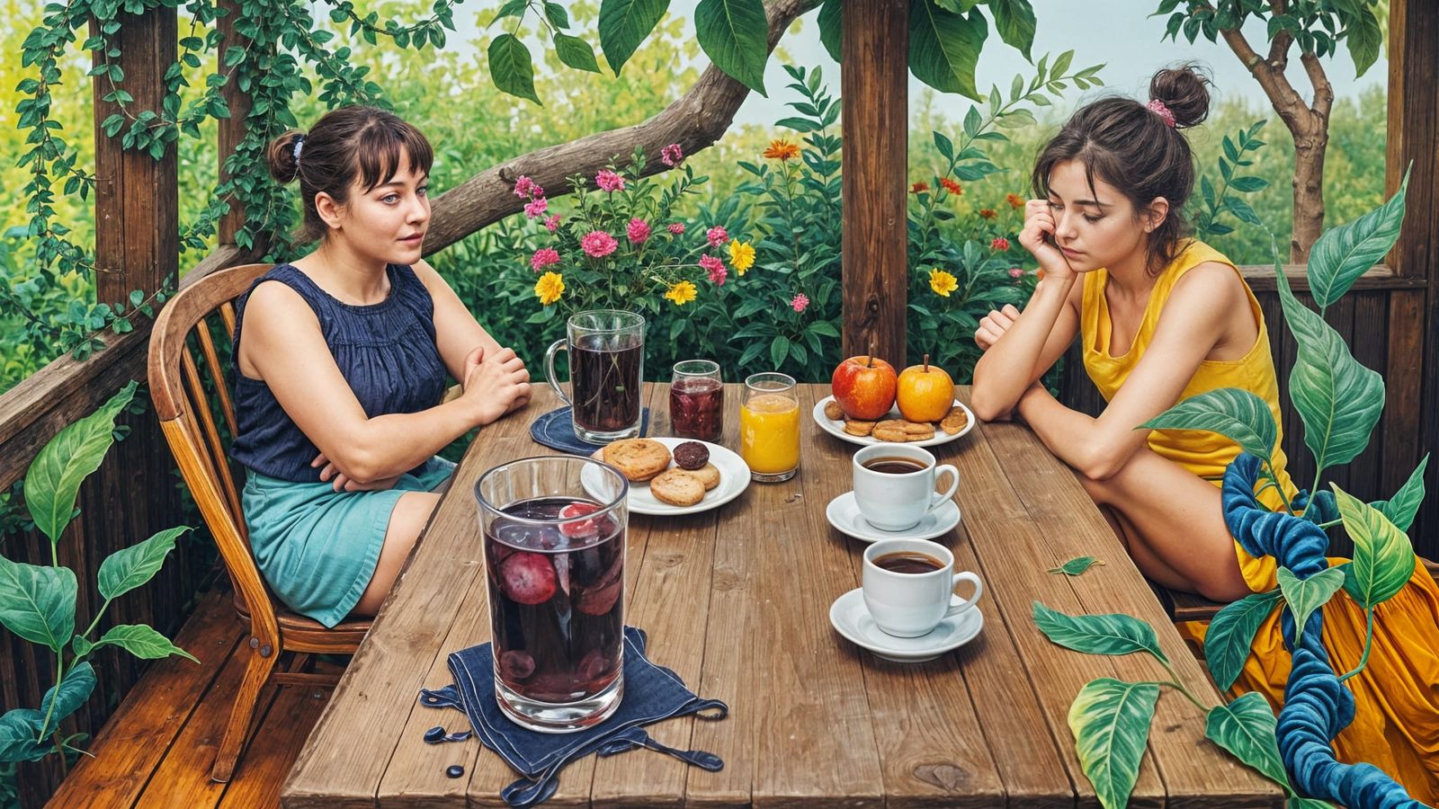 Vegan Breakfast in a Whimsical Gouache Painting