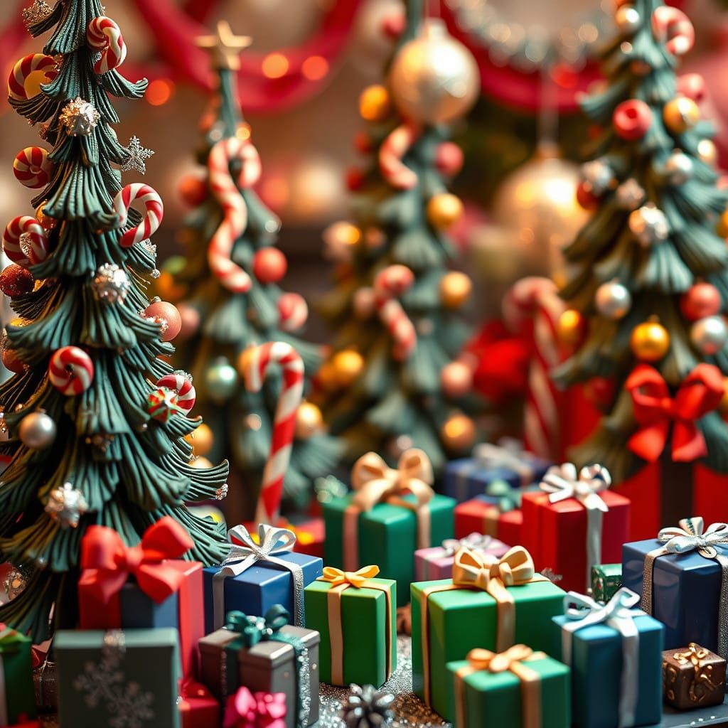 Whimsical Claymation Christmas Scene