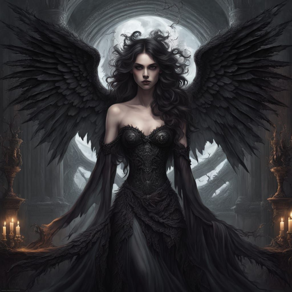 Surreal Gothic Angel of Death in Dark Fantasy Art