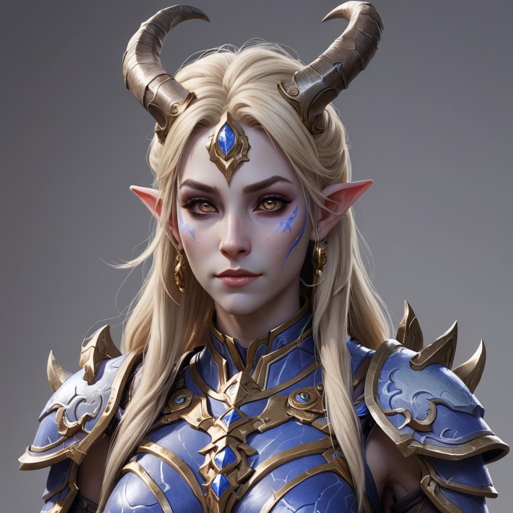 Beautiful Female Draenei in Detailed 3D Anime Art