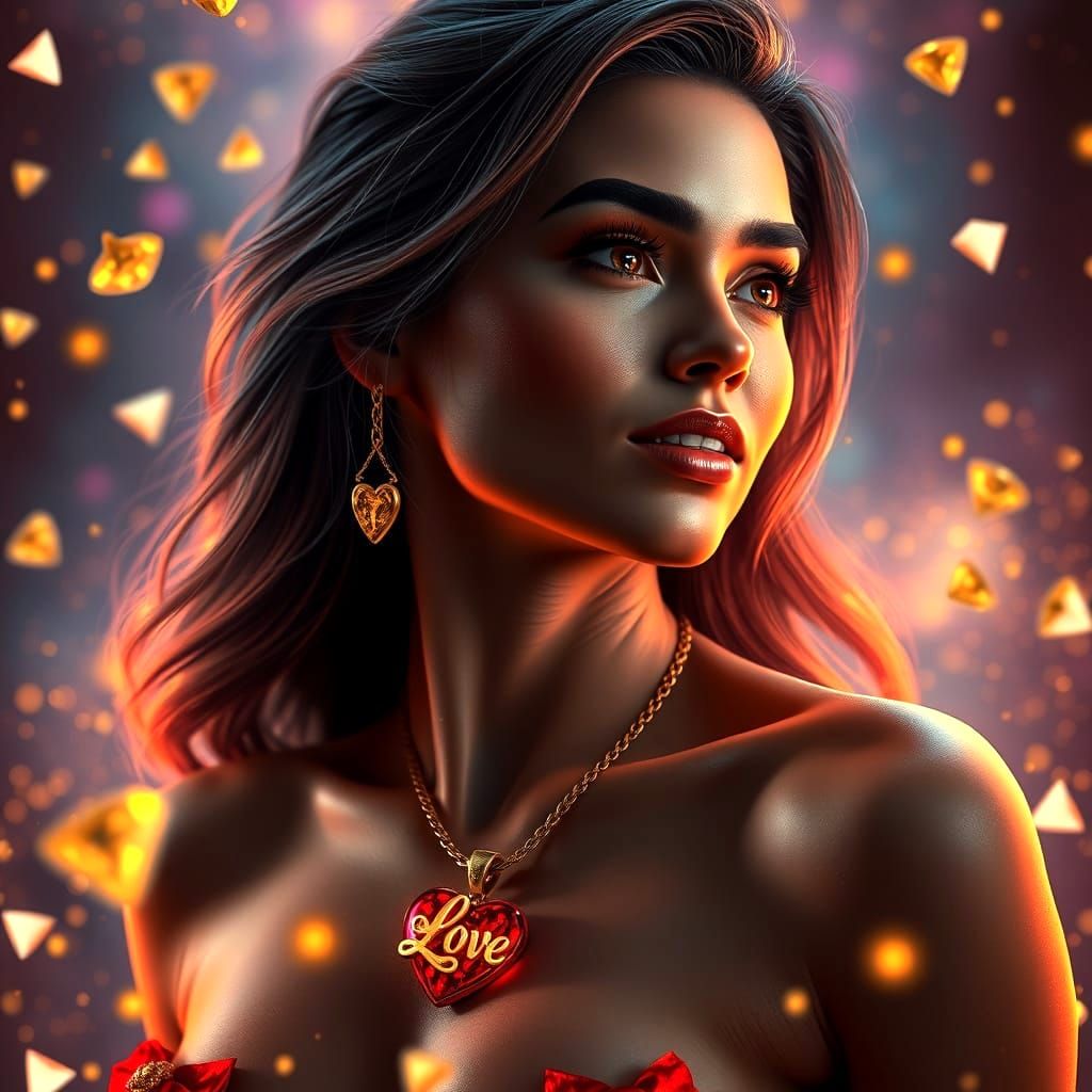 Golden Love Symbol in Vibrant Red and Gold