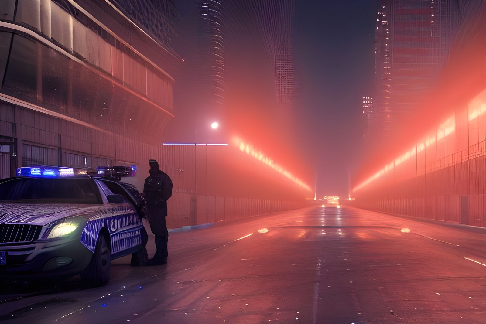 Dystopian Police Checkpoint in a Fascist Future