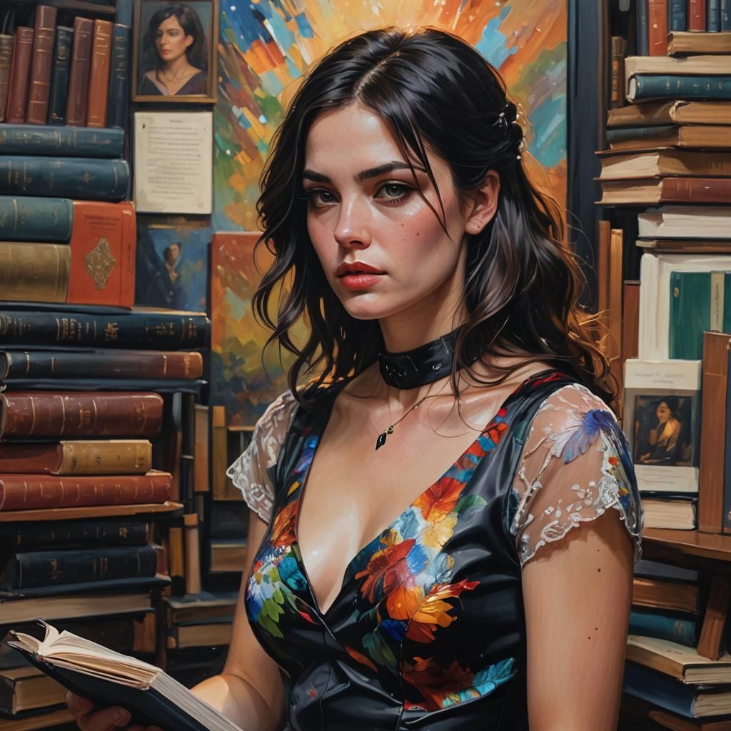 Hyperrealistic Portrait of Woman on City Avenue