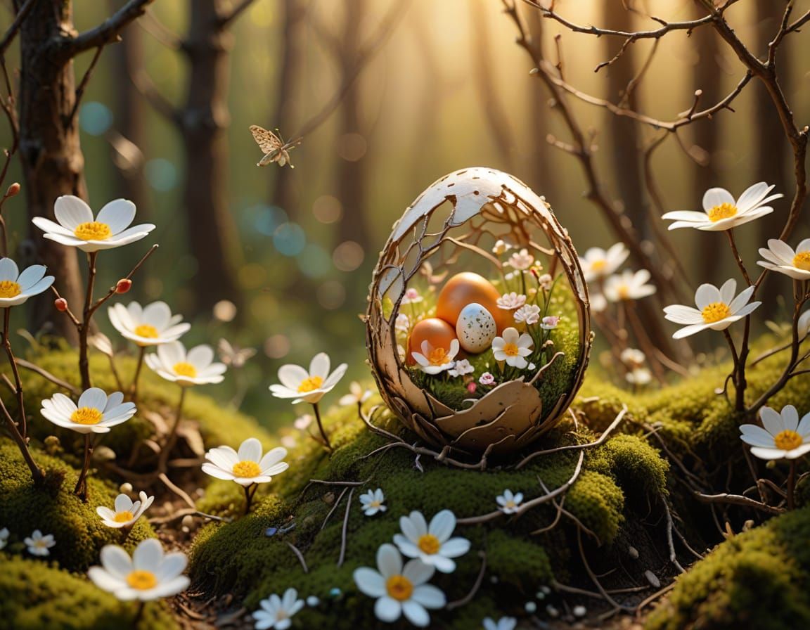 Miniature World Inside Eggshell: Macro Photography