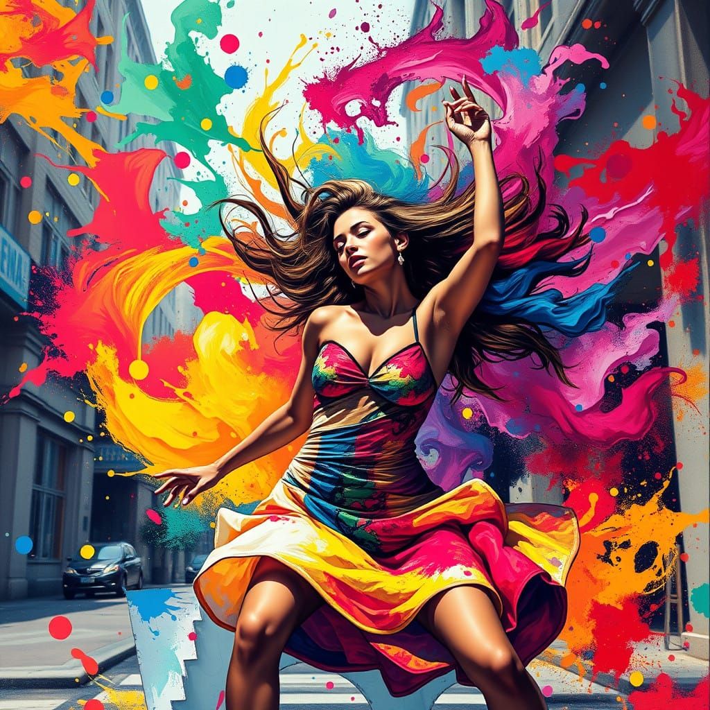 Woman in Motion, City Street Art Scene