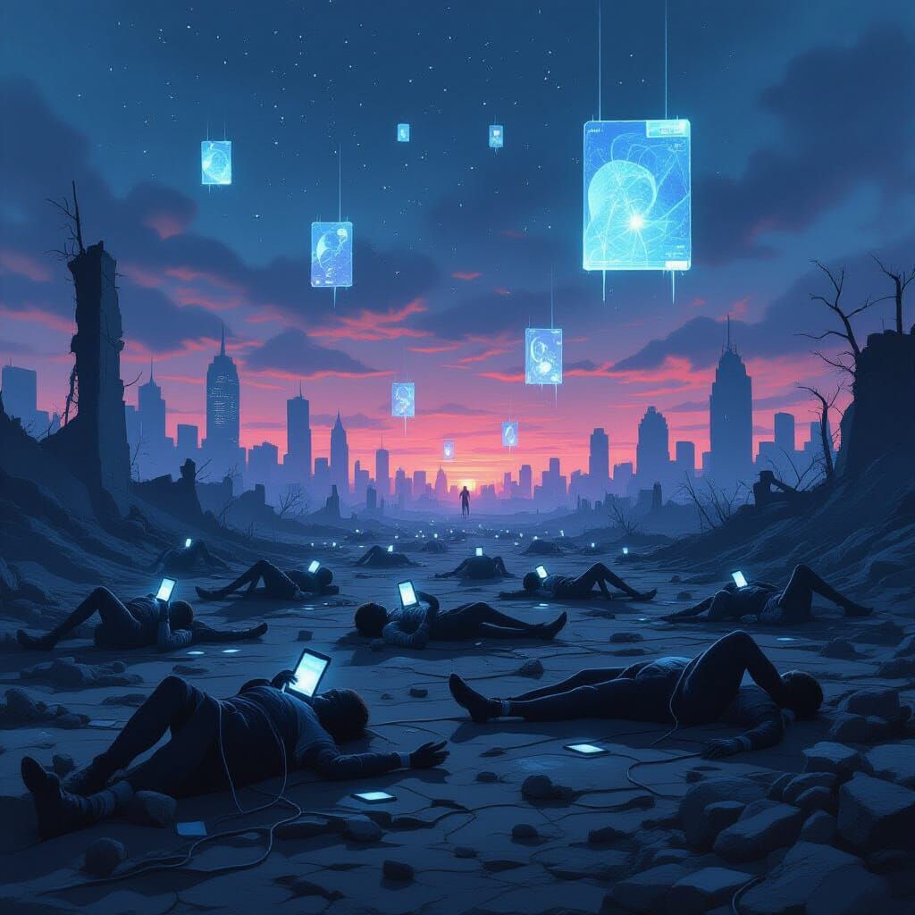 Dying Stars and Dark Screens: A Digital Painting of Societal...