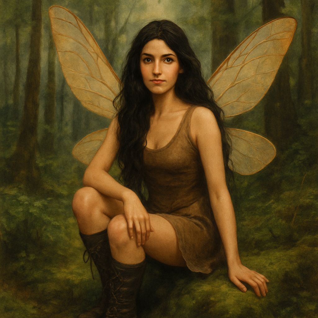 Fairy with Boots in Woodland Setting
