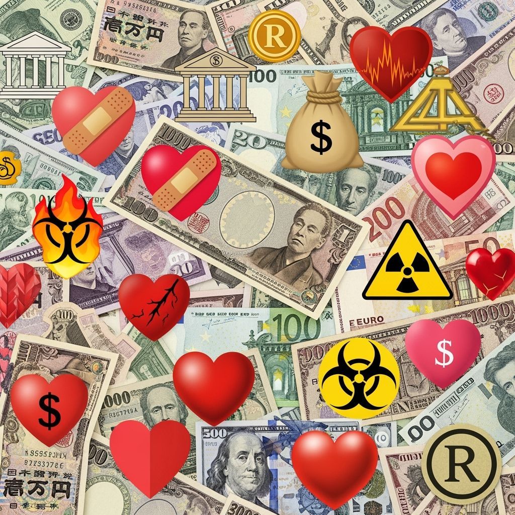 Money and Hearts Collage With Risk Symbols