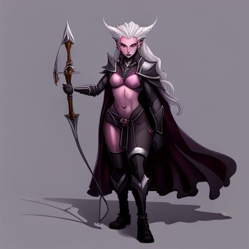 Pink Tiefling Ranger with Bow and Arrow, as 3D Art