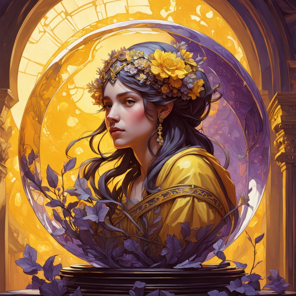 Civilization in Crystal Sphere, Impressionist Oil Painting