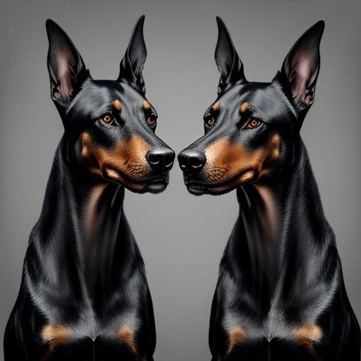 Hyperdetailed Charcoal Drawing of Doberman Pinschers