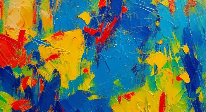 Vibrant Impasto Oil Painting of Artist at Work