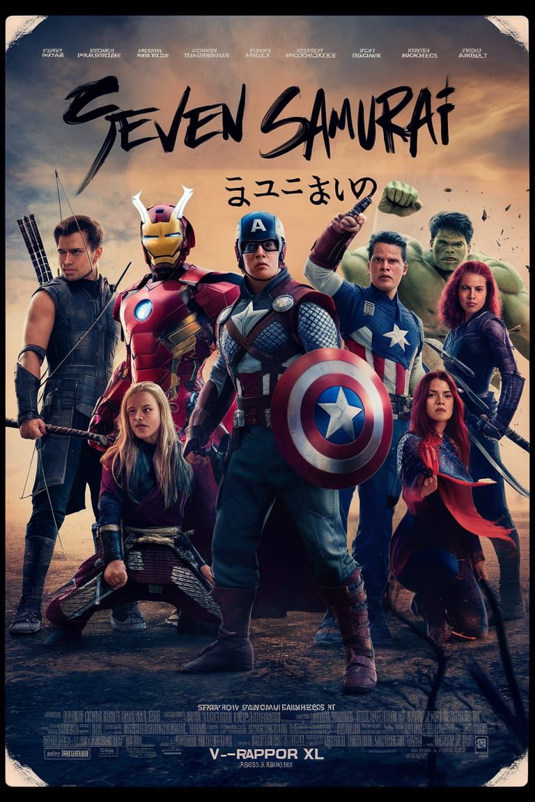 Avengers as Seven Samurai: Movie Poster