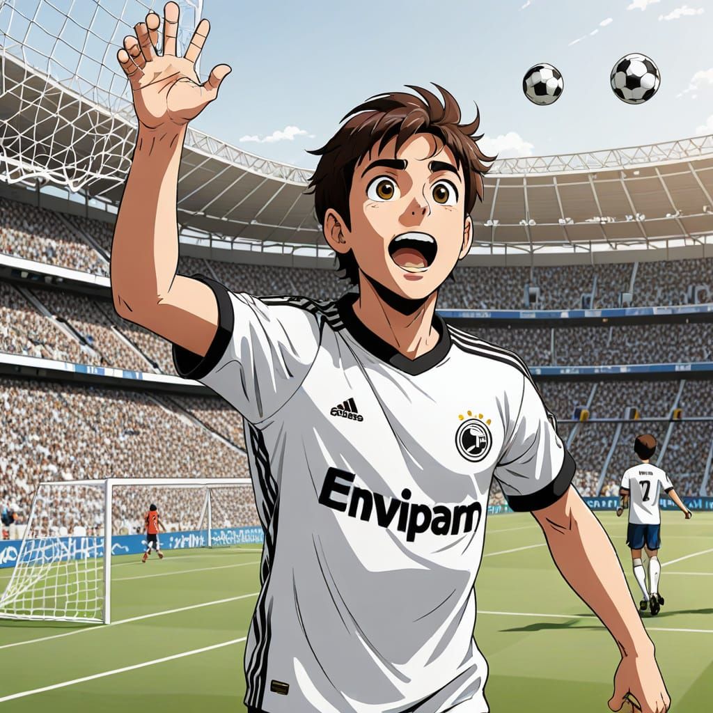 Happy Soccer Player in Classic Anime Style for Kids