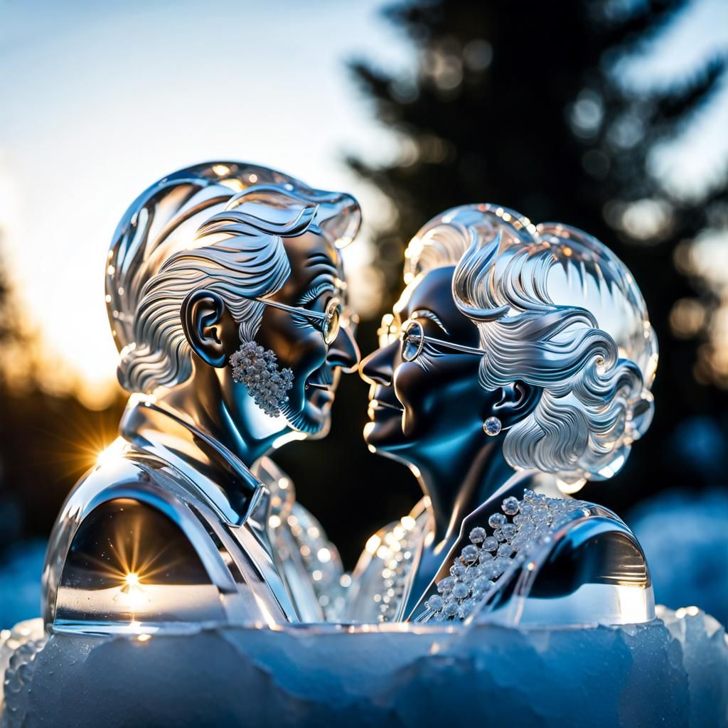 Crystal Art: Loving Couple in Ice Heart