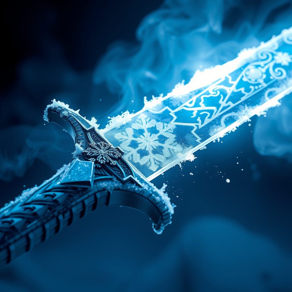 Glacial Sword in Icy Blues and Whites