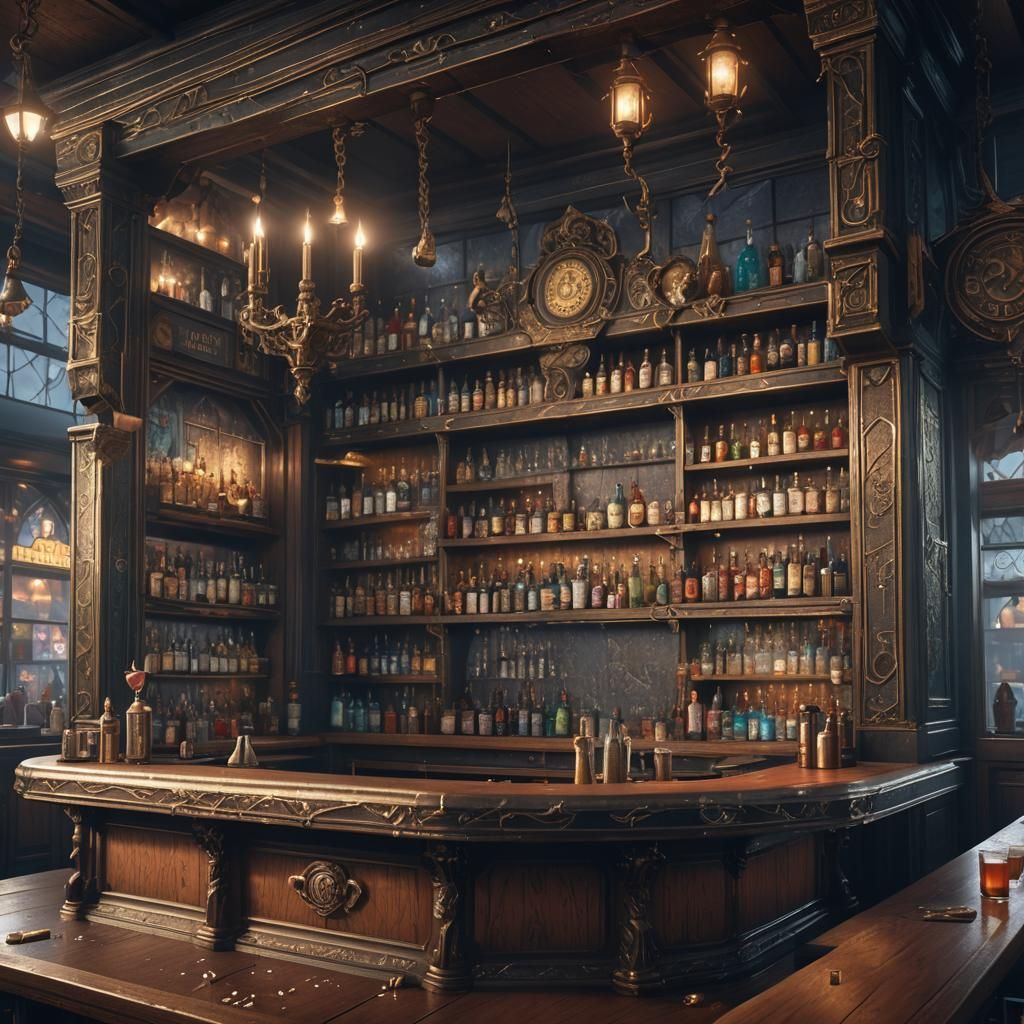 Troublemaker Breaks Bar Counter: Fantasy Concept Art