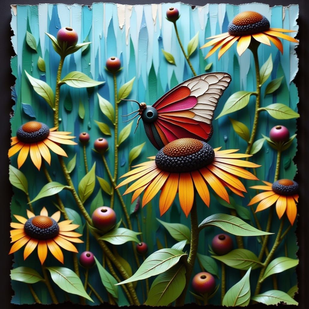 Hyper-Realistic Mixed Media Masterpiece with Textured Abstra...