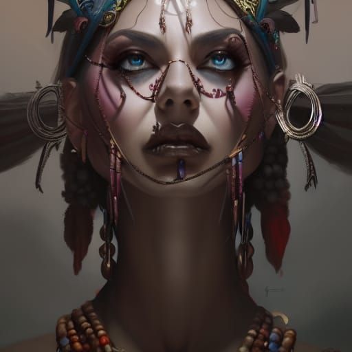 "A Beautuful ancient evil witch doctor godess temptress portrait." Cinematic, Masterpiece. 8k resolution concept art ,de...