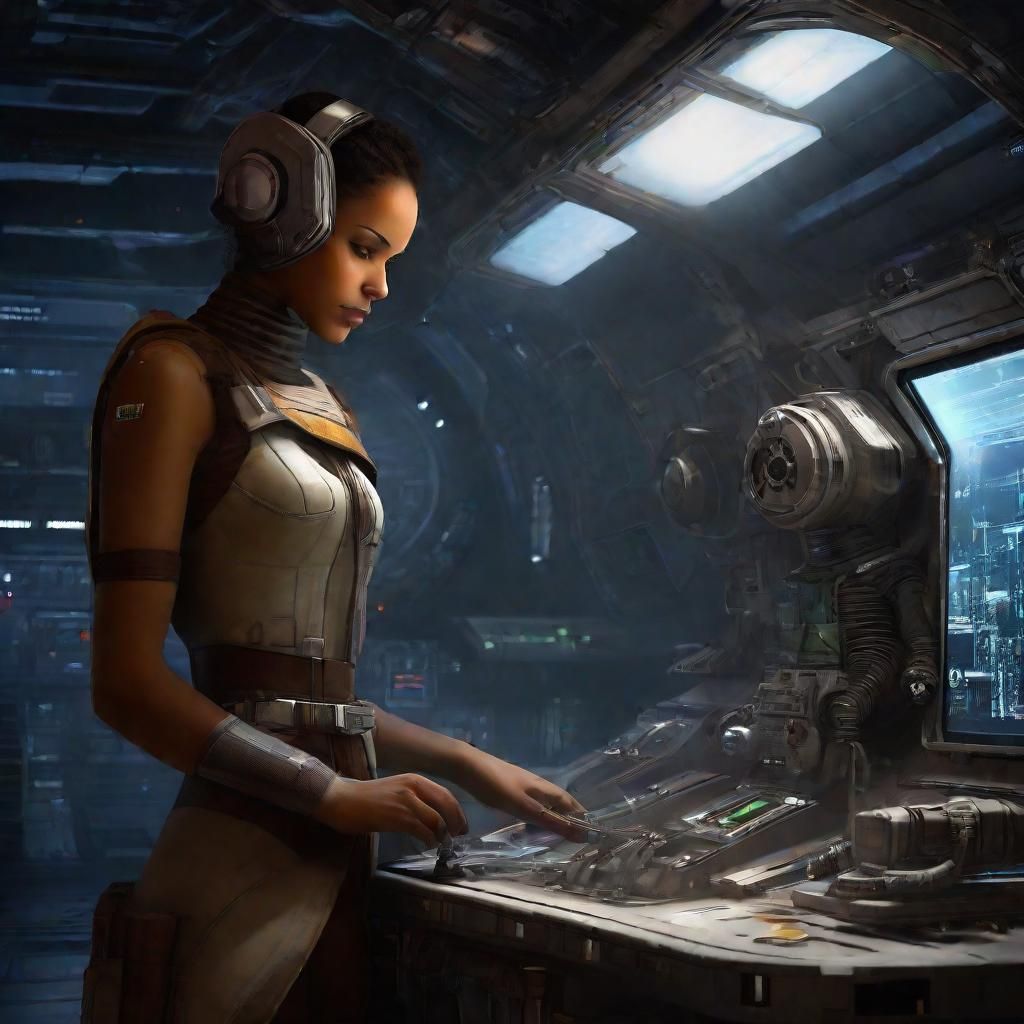 Futuristic Canine-Human Hybrid Mechanic Starfighter Maintena...