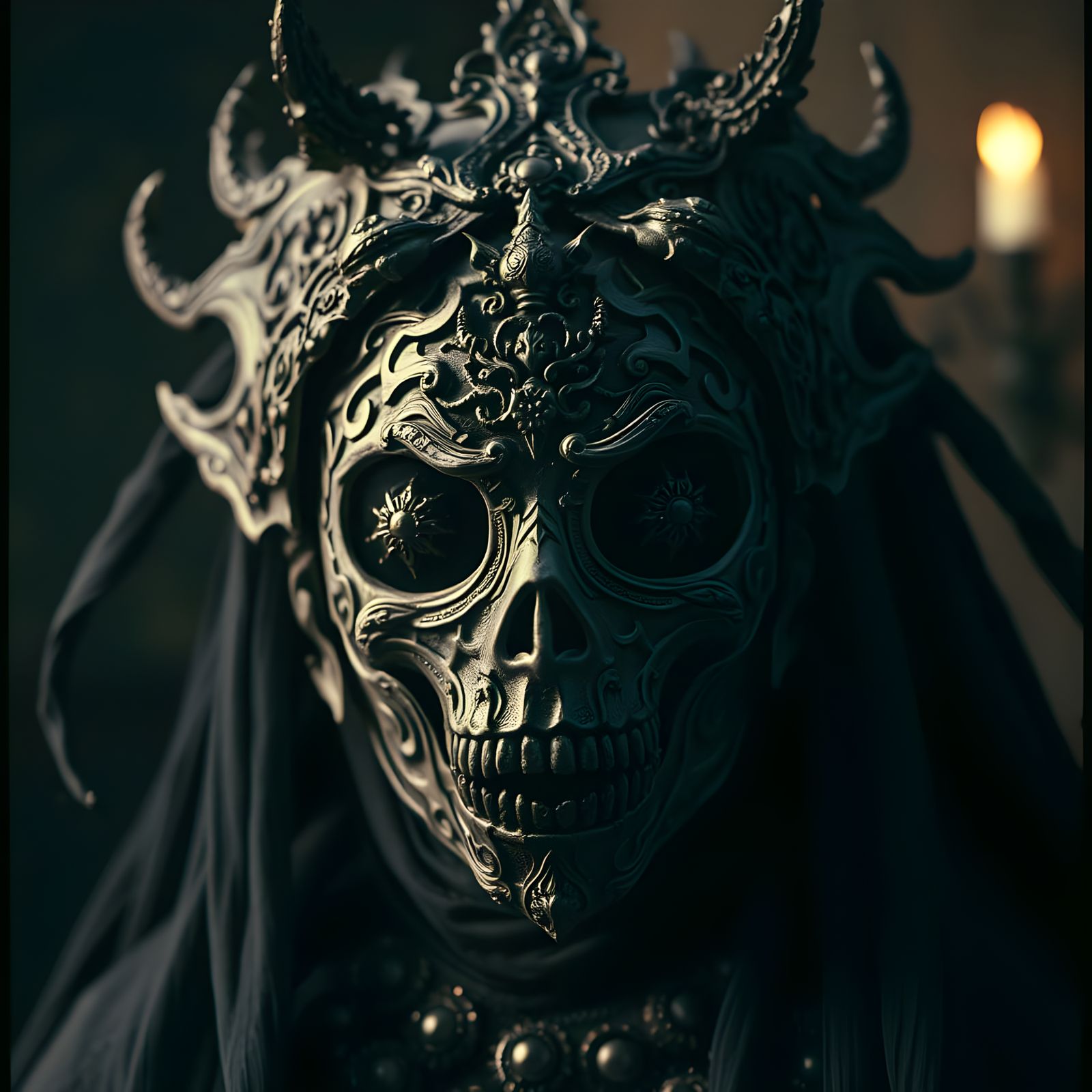 Terrifying Ghost Queen Mask in Film Still