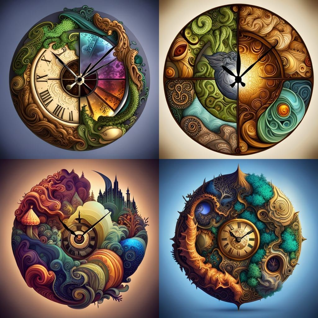 Fantasy Clock in Orb with Dragon and Forest