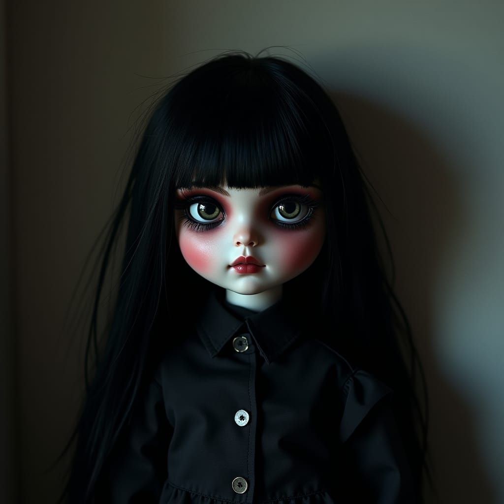 Black Emo Doll in Cinematic Style