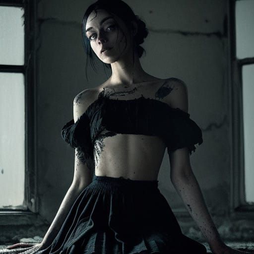 Ethereal Captive in Porcelain Skin and Raven Hair