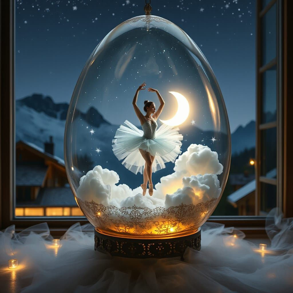 Ethereal Ballerina in Majestic Crystal Egg
