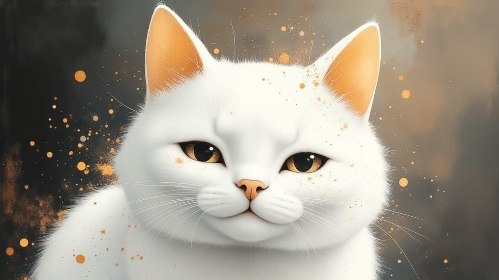 <lora:divineOil:1.0> a white soft cat with pretty eyes and a...