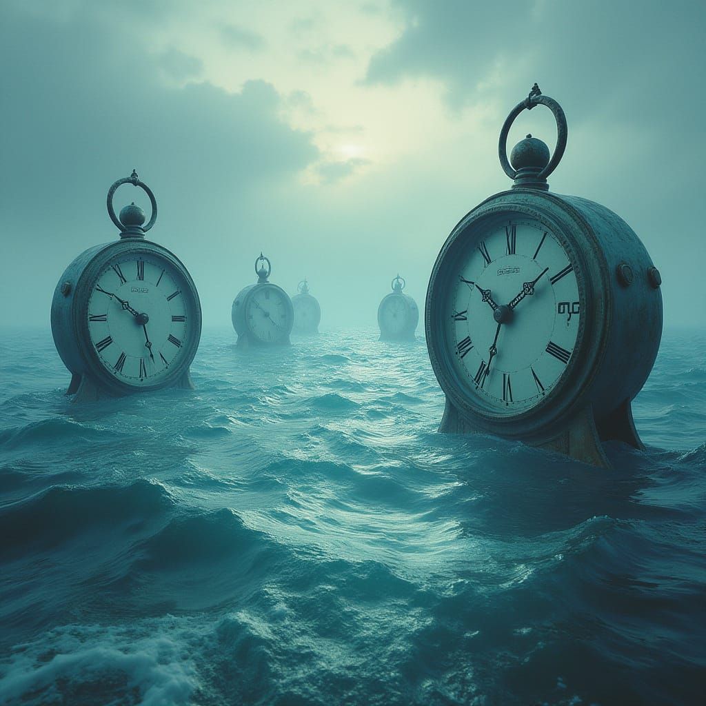 Dissolving Time: Water Clocks in a Surreal Landscape
