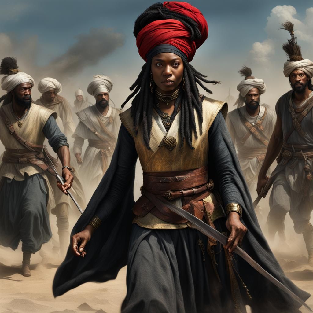 Black Moors Clash with Columbus: Detailed Matte Painting